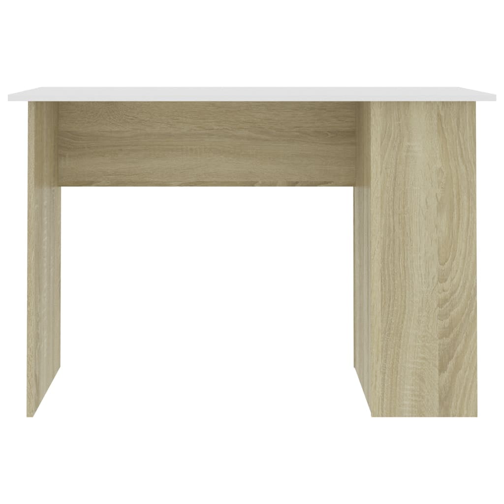 Kepooman Modern Computer Desk, Small Study Writing Desk with Two Storage Shelves, Wood Color and White Kepooman Modern Computer Desk, Small Study Writing Desk with Two Storage Shelves, Wood Color and White