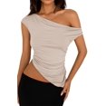 thumbnail image 1 of Remera PRETTYGARDEN 2025 Verano Top con Hombros Descubiertos y Fruncido XS, 1 of 8