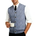 thumbnail image 4 of Men's Sweater Vest Dress Knit V Neck Button Sleeveless Casual Cardigan Sweaters Blue L, 4 of 7