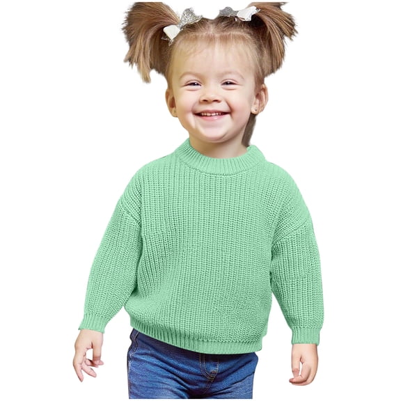 Kilaqueen Kids Newborn Toddler Baby Girls Boys Knitted Sweater Long Sleeve Warm Crewneck Soild Color Pullover Sweatshirt Fall Winter Clothes
