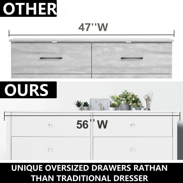 VEIKOUS 6 Drawer Dresser with Metal Knob, Chest of Drawers
