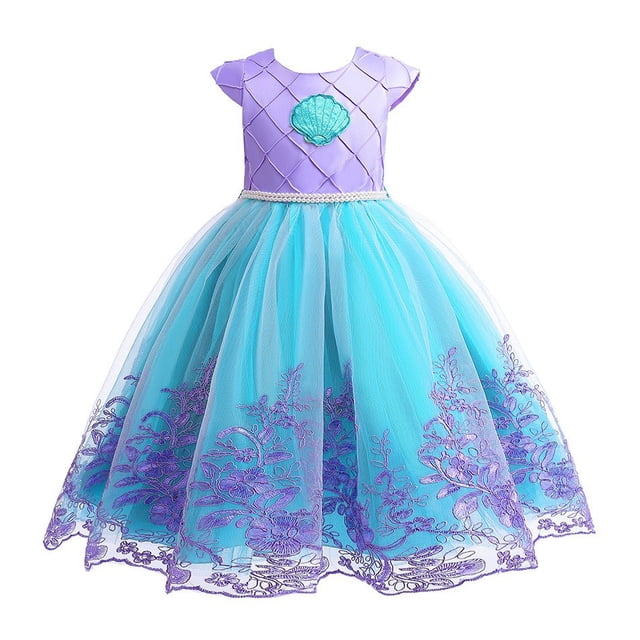 Girls Little Mermaid Ariel Princess Dress Cosplay Costume Children's Party Performance Clothes