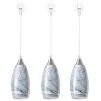 Kiven 3-Light J-Type track lighting pendants,Modern J track pendant lights with Gray Marble Art Glass Lampsade,Decorative Track Lighting Fixture