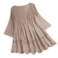 thumbnail image 2 of CHUOU Women Vintage Three Quarter Lace V Neck Plus Size Top T Shirt Blouse, 2 of 5