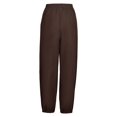 thumbnail image 3 of Plus Size Women's Solid Bow Knot Elastic Button Decor Casual Pants with Pockets, 3 of 14
