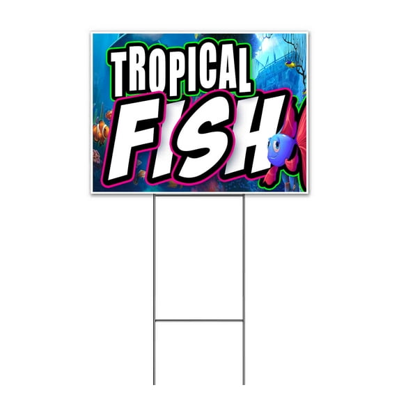 Tropical Fish (18" x 24") Yard Sign, Includes Metal Step Stake