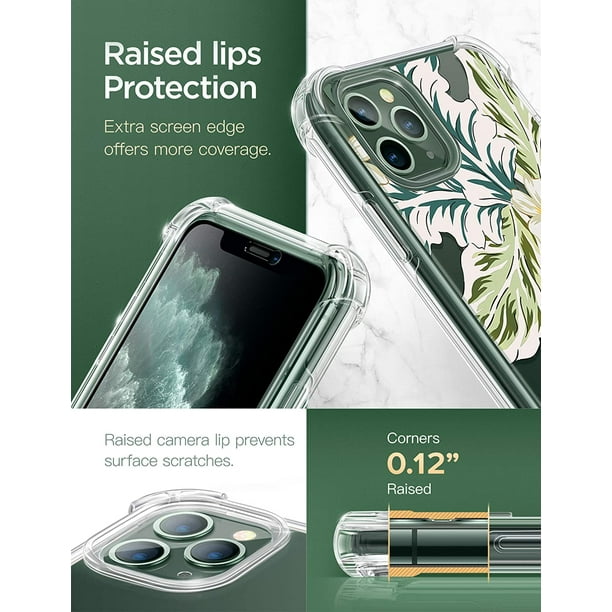 AIMTYD Floden Coque Compatible avec iPhone 11 Pro Max 6,5 Pouces 2019  [Protecteur d'écran en Verre Trempé Intégré] Coque Intégrale Transparente  Florale Robuste Bumper Antichoc (Ananas Doux/Jaune) 