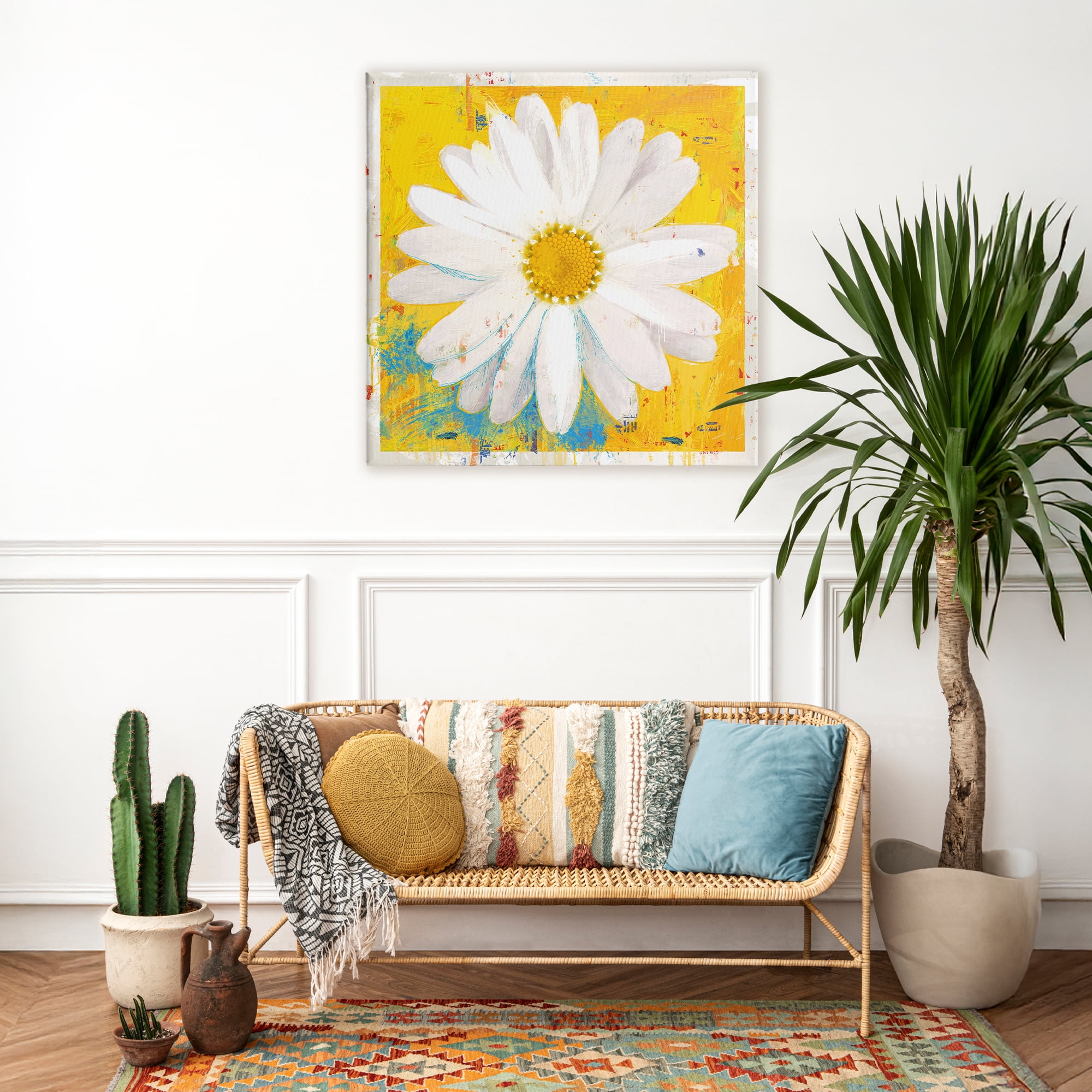 Stupell Industries Violet's Daisy on Yellow Canvas Wall Art, design by Porter Hastings