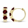 thumbnail image 2 of 1.50Ct Round Cut Lab Created Red Garnet Diamond Huggie Hoop Earrings 14K Yellow Gold Finish Silver, 2 of 4