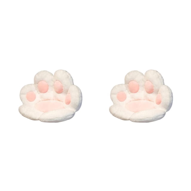 Injueey Cojín de asiento con forma de pata de gato, cojín para silla con ventana para suelo de felpa de invierno, colchón para interiores, Blanco S S/70*60 cm 2Conjunto