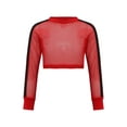thumbnail image 1 of Blouse à Manches Longues en Résille Transparente pour Filles, Crop Top en Maille Transparente, T-Shirt à Col Rond Rouge 10, 1 of 5