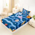 thumbnail image 2 of Manfei Cartoon Planet Print Fitted Sheet Queen,Cute Spaceship Pattern Bedding,Blue Orange,3pcs, 2 of 6