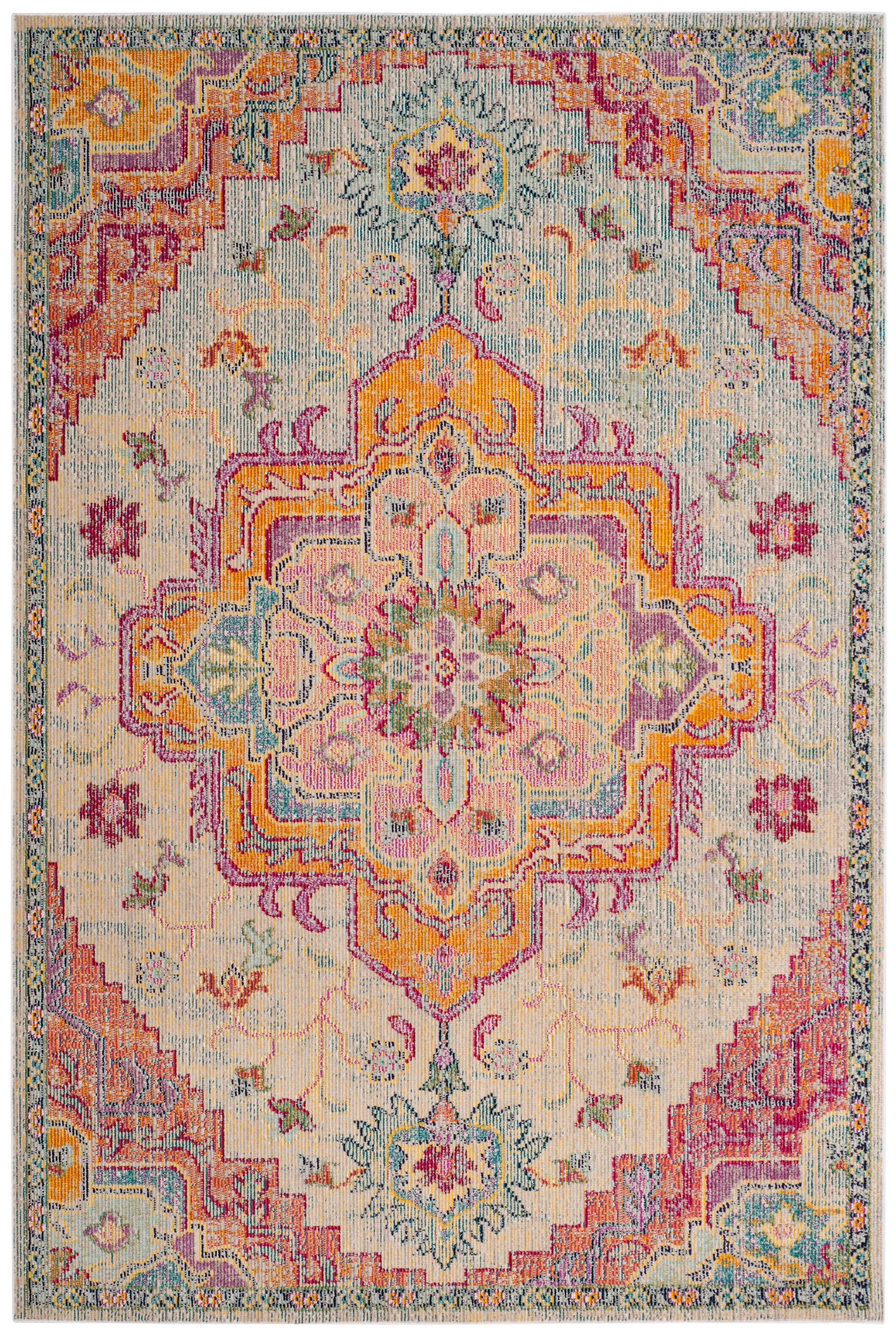 SAFAVIEH Crystal Debra Floral Area Rug, Light Blue/Fuchsia, 5' x 8