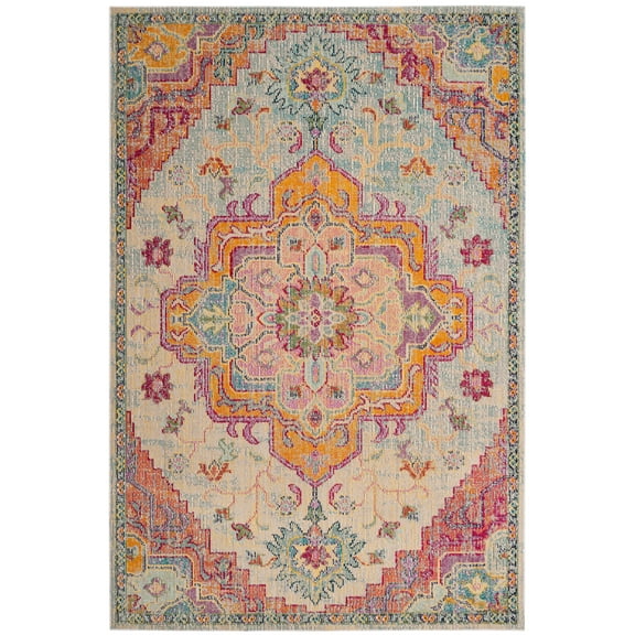 SAFAVIEH Crystal Debra Floral Area Rug, Light Blue/Fuchsia, 5' x 8'