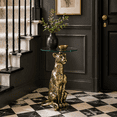thumbnail image 6 of Leopard Side Table with Glass Top | Decorative Sculptural End Table | Aluminum Base | Gold Accent Table for Living Room | 18x18x23", 6 of 8