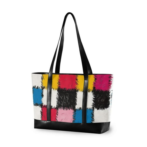 FORMRS Laptop Tote Bag for Women with 15.6" Computer Compartments Handbag, White Checkered Pattern