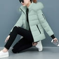 thumbnail image 6 of Hueook Winter Jackets for Women's Winter Jacket with Hood Waist and To Overcome Outer Long Sleeve Coats Jacket with Pocket Mint Green L, 6 of 7