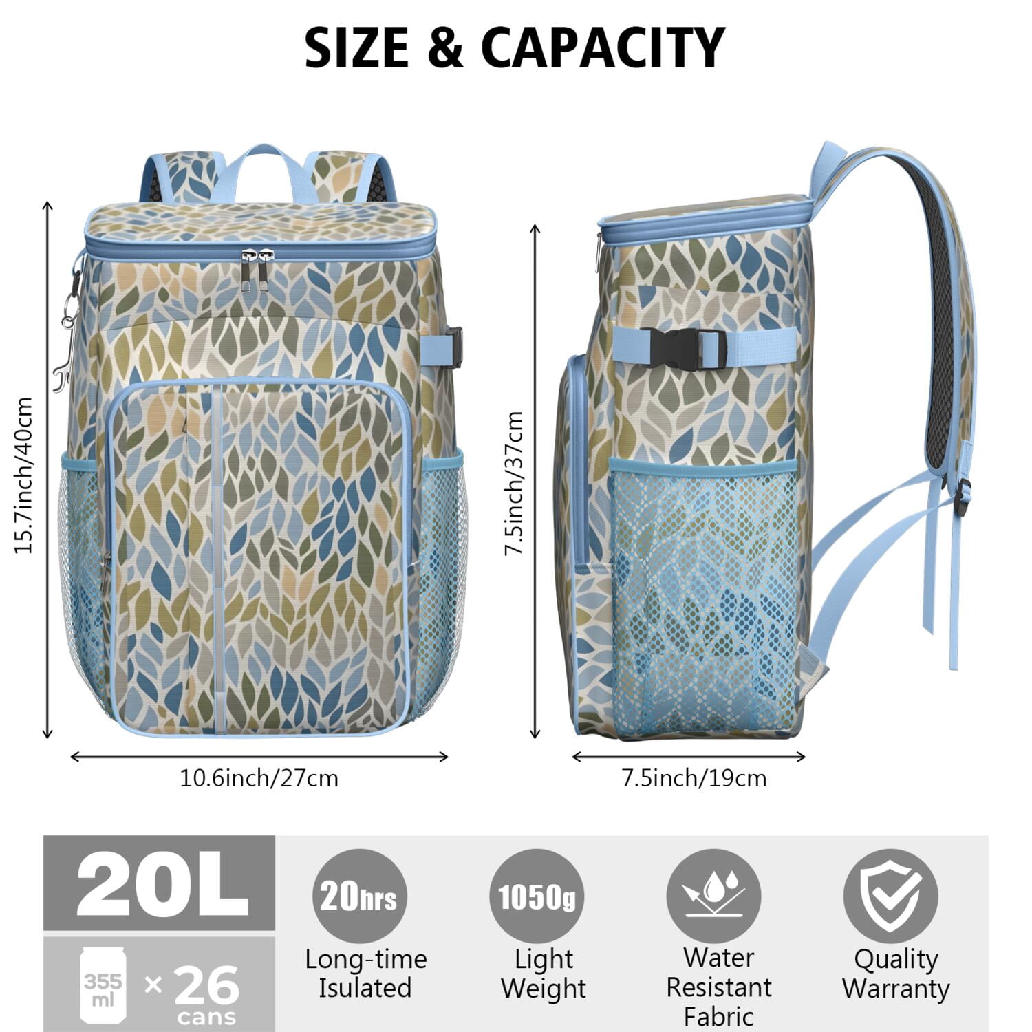 Travel Cooler Bag - Boho Bohemia Flower Camping Beer Cooler Backpack with Bottle Opener- Waterproof Insulated Picnic Backpacks - Cooler Bag for Beach
