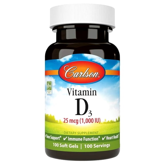 Carlson Laboratories Vitamin D Natural 1000 IU 100 Softgel