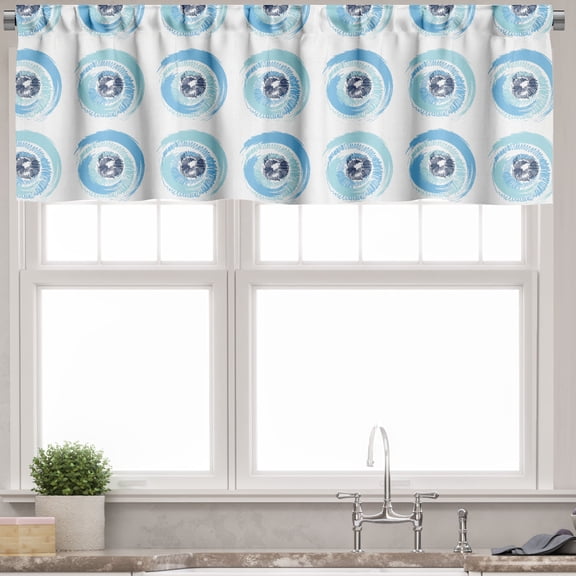 Ambesonne Abstract Valance Pack of 2, Eyeballs Pattern, 54"X12", Sky Blue Blue