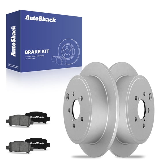 AutoShack 11.25" (285.8 mm) Rear Solid Brake Rotors Coated   Ceramic Brake Pads | Replacement for 2010 Subaru Legacy | 6-PC Brake Kit | ArmorStop