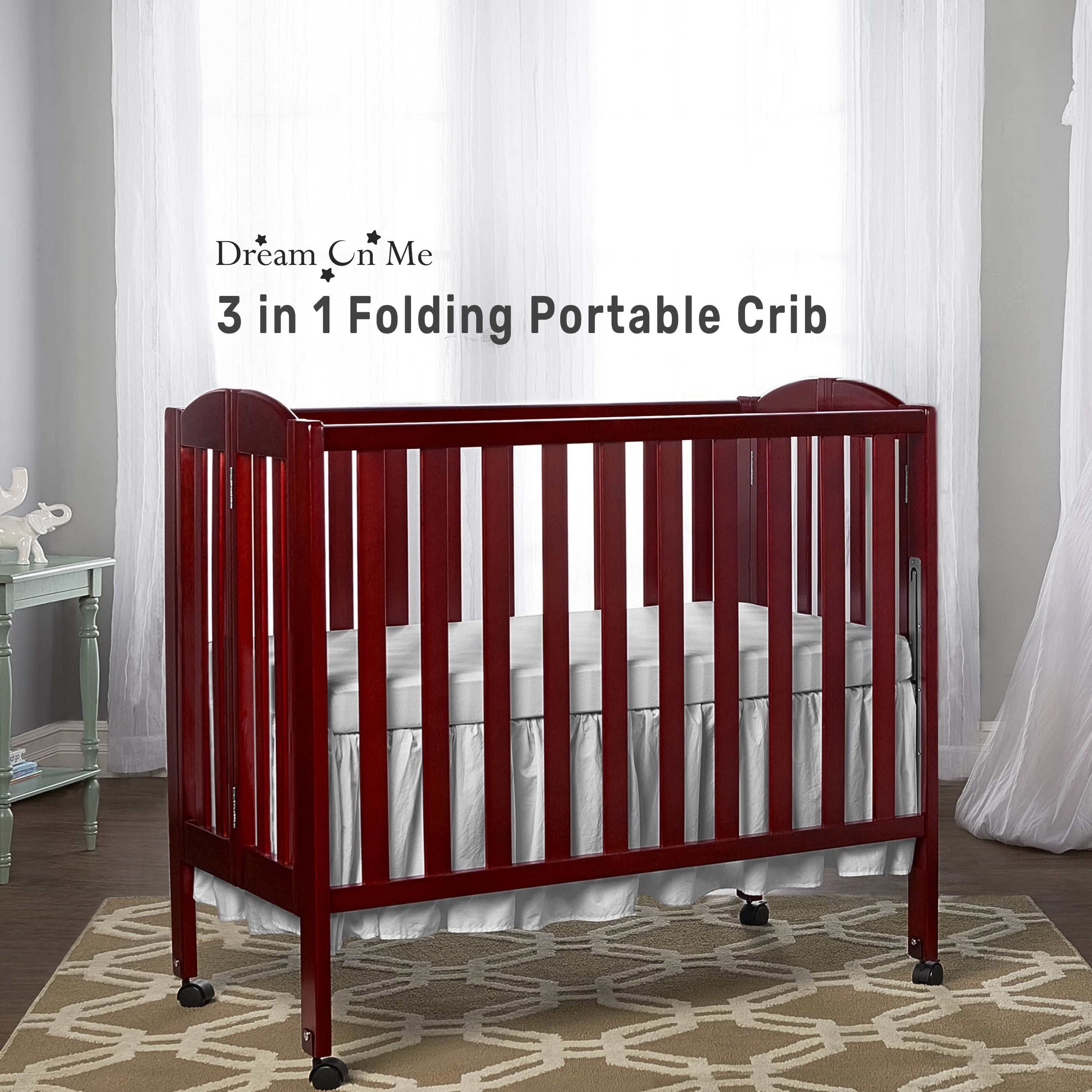 Dream On Me 3-in-1 Portable Crib Cherry