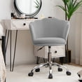 thumbnail image 3 of Costway Velvet Petal Shell Office Chair Adjustable Swivel Accent Vanity Armchair Grey, 3 of 10