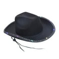 thumbnail image 4 of Segolike Bridal Cowgirl Hat with LED Charm Western Cowboy Hat for Beach Gift Party Favors Black, 4 of 8