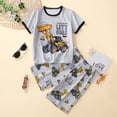 thumbnail image 2 of RTKFRFLM Boys Excavator Pajamas Set Summer Cartoon Truck Printed Short Sleeve Tee and Shorts 2-Piece Clothes Outfits, 2 of 9