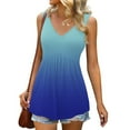 thumbnail image 2 of up to 60% off Gifts Usmixi Womens Tank Tops Going out Vintage Floral High Waist Pleated Hem Tunic Shirts Vest Summer Trendy Gradient Print V-Neck Sleeveless Shirts Blouse Blue XXL, 2 of 7