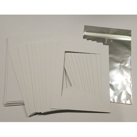 8x10 White Picture Mats with White Core for 6x8 Pictures - Fits 8x10 Frame