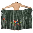 thumbnail image 3 of HAPPY BAY Men's Pareo Regular Holiday Sarong Long Beach Wrap One Size Midnight, Bamboo Parrot Summer Vacation Aloha, 3 of 5
