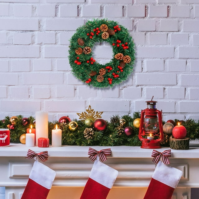 Ganfancp Corona de Navidad Decoración Simulación Flor Corona Escaparate Puerta Colgante Escena de Navidad Decoración Atrezzo Ofertas Del Día 1 Corona