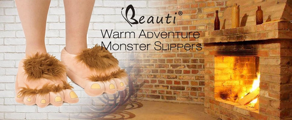 Furry Monster Adventure Slippers Comfortable Novelty Warm Winter Hobbit  Feet Slippers For Boys Girls