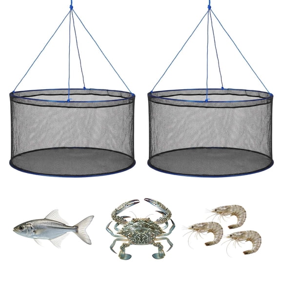VEVOR Foldable Fishing Net, Landing Fishing Pier Nets, Portable Drop Net for Pulling up Fish, Durable and Fish-friendly, with Rope and Storage Bag, for Minnows, Crawfish, Shrimp, Crab
