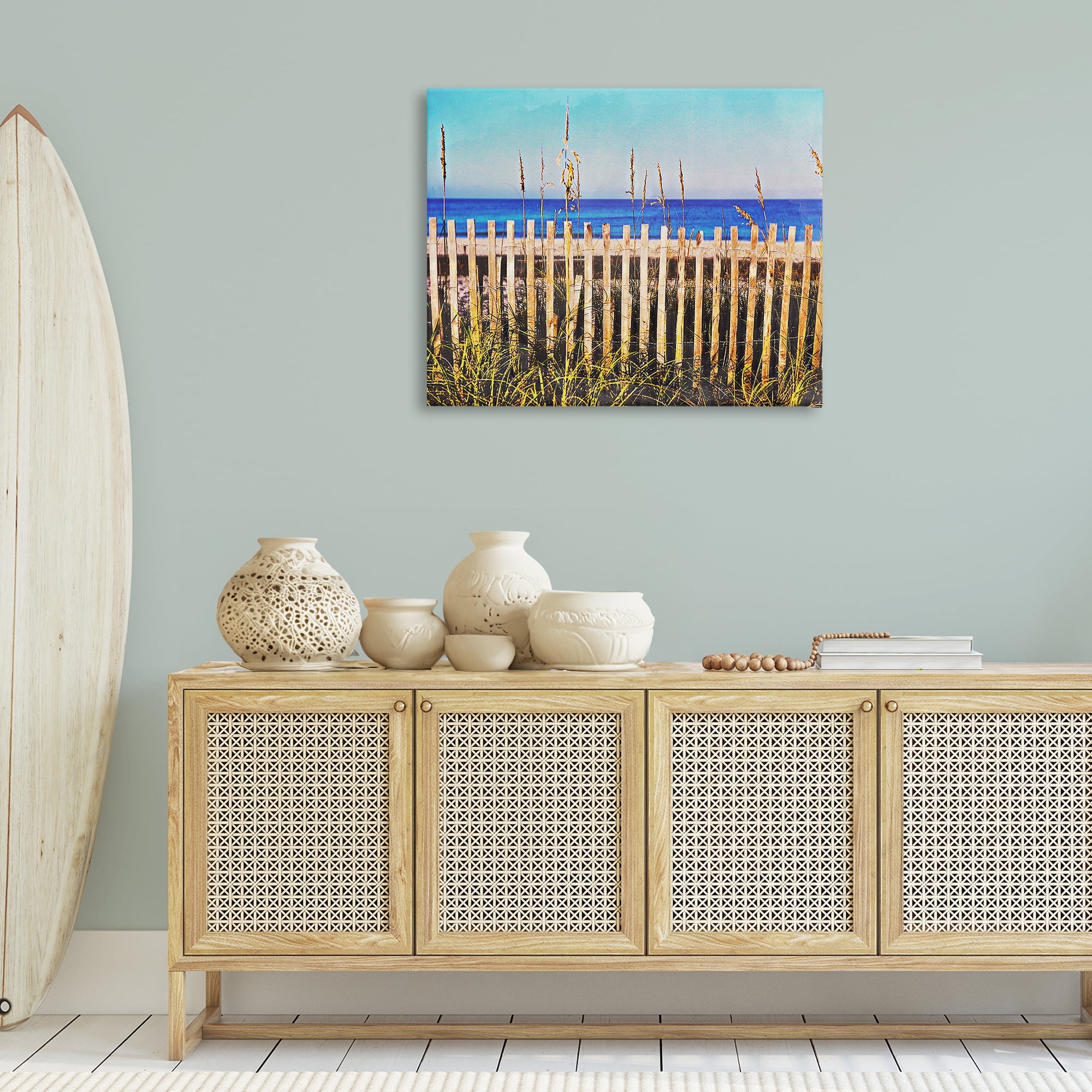Stupell Industries Florida Fenced Beach Nautical & Beach Painting Wrapped Canvas Art Print Wall Art, 40 x 30