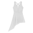 thumbnail image 3 of Jowowha Women Rhinestone Lyrical Dance Dress Sleeveless Asymmetrical Figure Skating Dress Ballet White L, 3 of 7