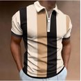 thumbnail image 2 of zfhfof Mens Polo Shirts Quarter Zip Shirts Casual Stripe Classic Lightweight Short Sleeve Golf T Shirt, 2 of 5