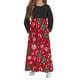 thumbnail image 4 of Vestido de manga larga con cuello redondo para niña, estampado navideño, manga larga, cuello redondo, bolsillos, falda larga informal para adultos, vestido de poliéster para niña., 4 of 5