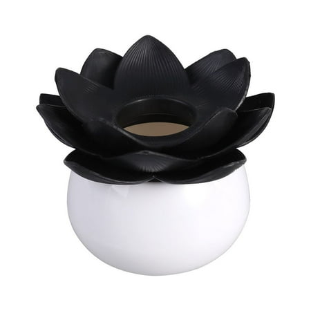 

NUOLUX Plastic Lotus Cotton Swab Box Cotton Bud Organizer Toothpicks Holder (Black)