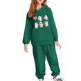 thumbnail image 2 of Placlothes Girls' Army Green Ghost Print Tracksuit Set - Soft Polyester Hoodie & Sweatpants, Kids 3-12,Size 10 T, 2 of 4