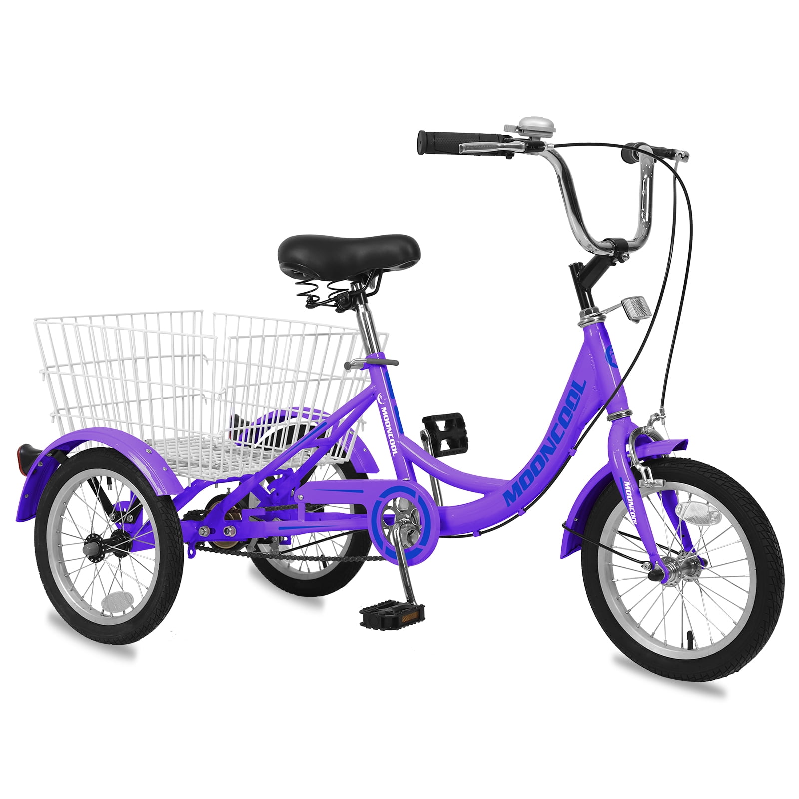 MOPHOTO 14 inch 16 inch Trikes for Beginner Riders Low Step Through Three-Wheeled Bicycles with Rear Basket Small Tricycle Single Speed 3 Wheel Bikes 