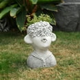 thumbnail image 6 of LuxenHome Gray MgO Kissing Flower Child Bust Planter, 6 of 9