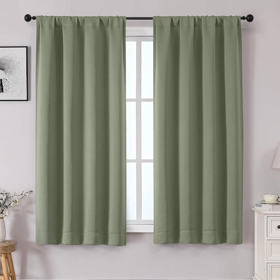 Sage Green Blackout Curtains for Bedroom 40x63 Inch Length 2 Panels