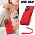 thumbnail image 4 of Allytechgroup for Samsung Galaxy Note 20 Ultra Wallet Case with 5 Cards Holders, Detachable Hand Strap & Shoulder Lanyard RFID Blocking Shockproof Protective Phone Case for Girls Women, Red, 4 of 7