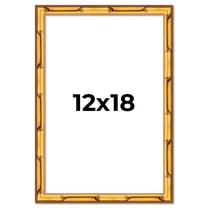 12x18 Frame Gold Bamboo Solid Wood Picture Frame | 0.75 Inch Moulding Width | Interior Frame Depth