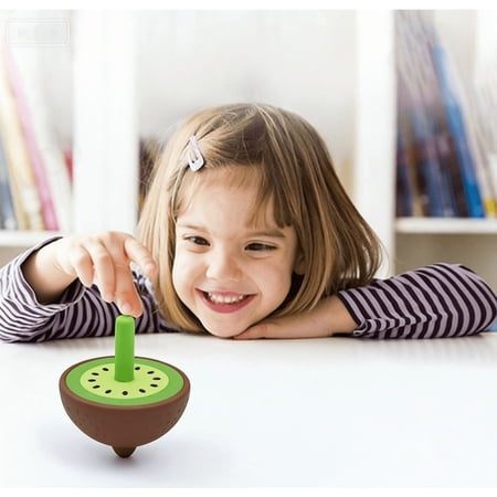 OEFNTAC Toys Wooden Color Rotating Fruit Top Manual Spinning Toy for Kindergarten Children Hand-Eye Coordination Toys for Ages 2-4