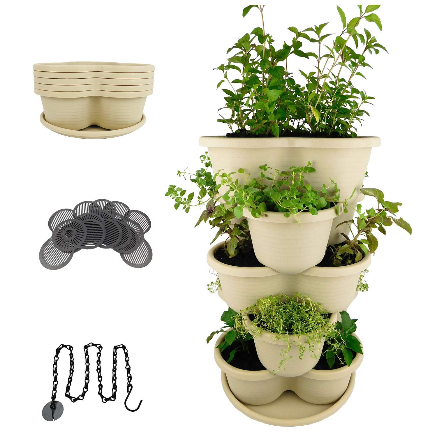Strawberry Planter,Stackable Plastic Vertical Indoor Outdoor Plants Flower Pot 