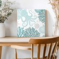 thumbnail image 2 of Framed Canvas Wall Art for Living Room Turquoise Octopus Wall Decor, Coral Starfish Shell Aesthetic Paintings for Bedroom Office Kitchen Bathroom, Ready to Hang Artwork Wall Pictures 8x8 Inch, 2 of 9