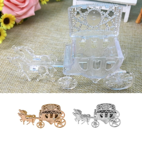 Carriage Shape Cute Candy Chocolate Box Baby Shower Birthday Wedding Party Favor Silver Plastic